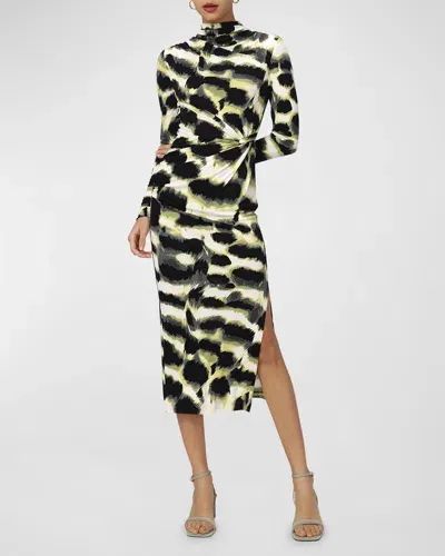 Diane Von Furstenberg Sonja Abstract-print Bodycon Midi Dress In Wild Thing Shadow Green Lg