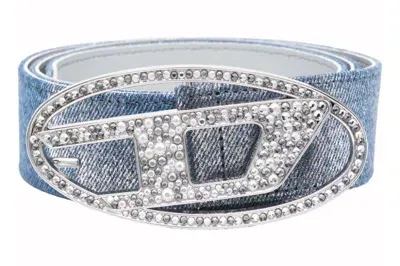 Pre-owned Diesel Oval D Logo B-1dr Strass Belt Electric/blue