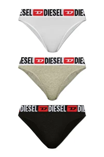 Diesel Three Pack Of Logo Waistband Briefs In Multi