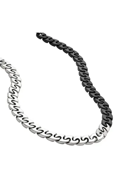 Diesel Two-tone Stainless Steel Chain Necklace In Silver