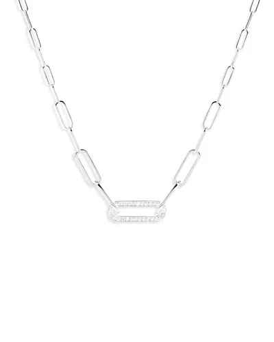 Dinh Van 18k White Gold Maillon Diamond Pave Link Pendant Necklace, 16.93 In Metallic