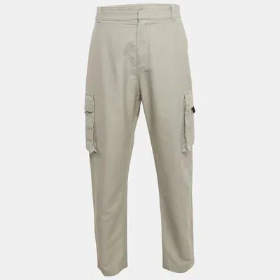 Pre-owned Dior Grey Cotton Velcro Applique Cargo Pants Xxl