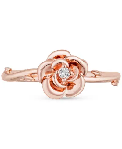 Disney Enchanted Vault Diamond Accent Rose Belle Ring In Rose Gold-plated Sterling Silver