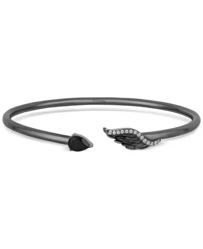 Disney Enchanted Vault Onyx & Diamond (1/6 Ct. T.w.) Maleficent Cuff Bangle Bracelet In Black Rhodium-plated Sterling Silve In Brpss