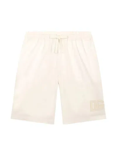 Dolce & Gabbana Kids' Beige Bermuda Shorts With Embroidered Logo In Neutrals