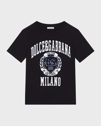 Dolce & Gabbana Kids' Boy's Collegiate-inspired T-shirt In Blue