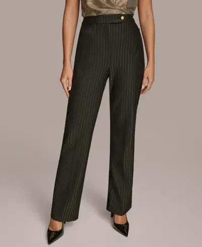 Donna Karan Women's Metallic Pinstripe Pants In Blk,gold