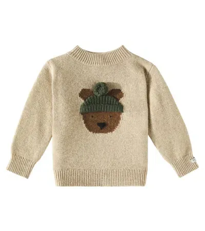 Donsje Baby Denn Bear Wool Sweater In Beige