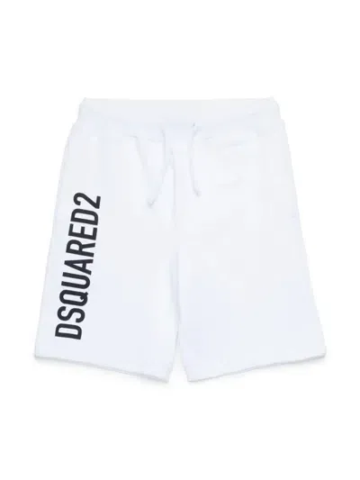 Dsquared2 Kids' Logo-print Cotton Shorts In White