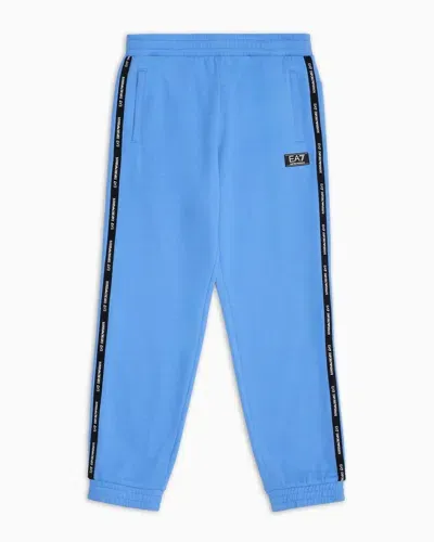 Ea7 Kids' Logo Series Boy Cotton-blend Joggers In Light Blue