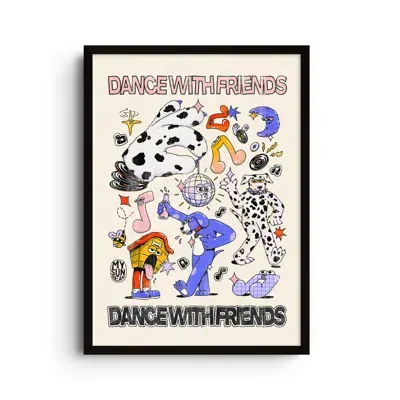 East Side Studio London Neutrals Dance With Friends - Giclee Fine Art Print - Large In Multi