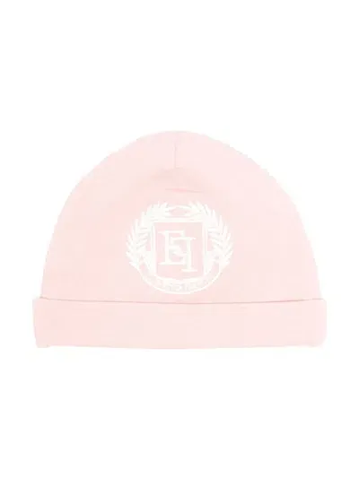 Elisabetta Franchi La Mia Bambina Babies' Logo-embroidered Beanie Hat In Pink