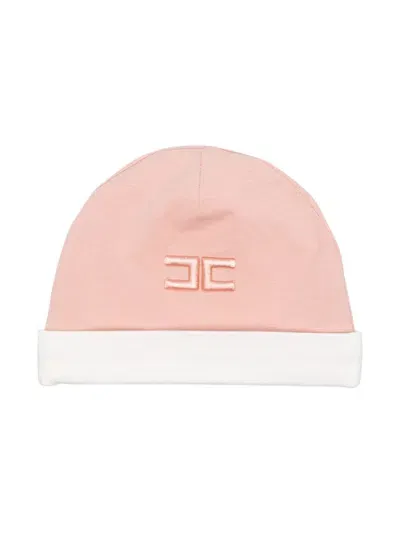 Elisabetta Franchi La Mia Bambina Babies' Logo-embroidered Beanie Hat In Pink