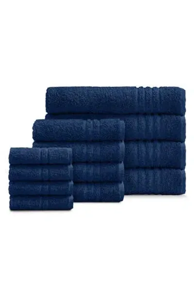 Ella Jayne Home Solid Cotton 12-piece Towel Set In Navy