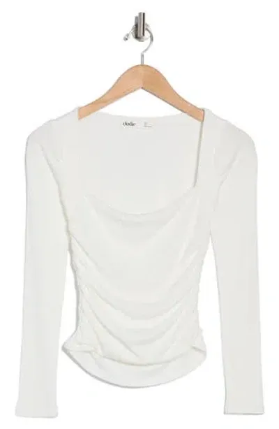 Elodie Long Sleeve Ruched Crop Top In Off White