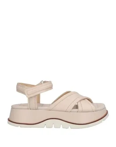 Elvio Zanon Woman Sandals Cream Size 6 Leather In White