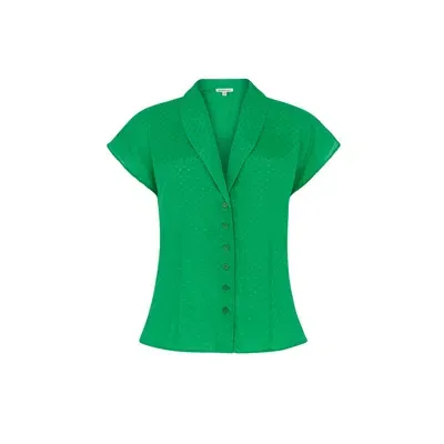 Emily And Fin Women's Evie Green Dobby Spot Blouse