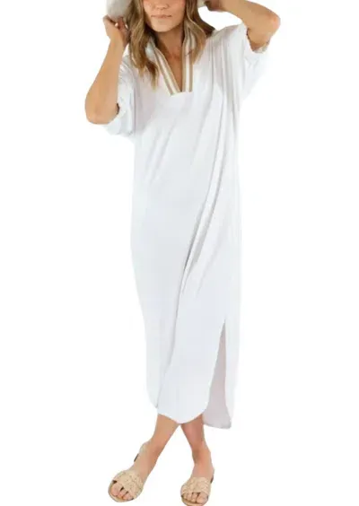 Emily Mccarthy Poppy Caftan Dress In White Terry