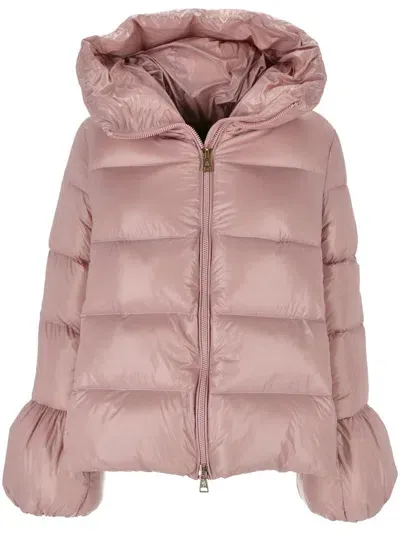 Emma & Gaia Emma&gaia Quilted Short Puffer Jacket With High Collar In Powder