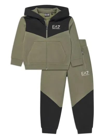 Emporio Armani Kids' Logo-print Tracksuit In Green