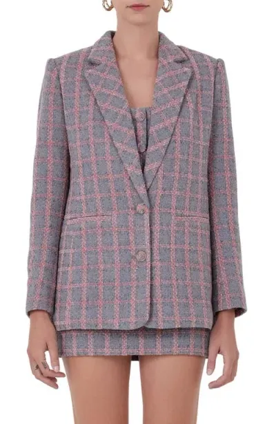 Endless Rose Women's Tweed Single Breast Blazer In Grey