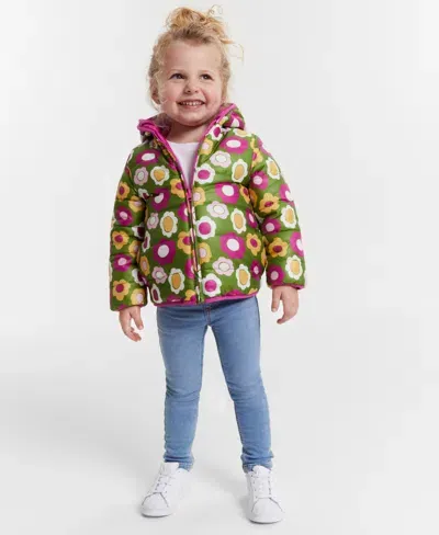 Epic Threads Babies' Toddler Girls Wonky Floral-print Reversible Puffer Jacket, Created For Macy's In Ivy Pasture