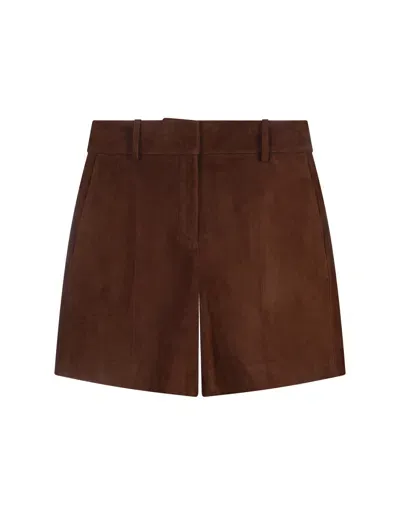 Ermanno Scervino Shorts In Brown Suede In Browns