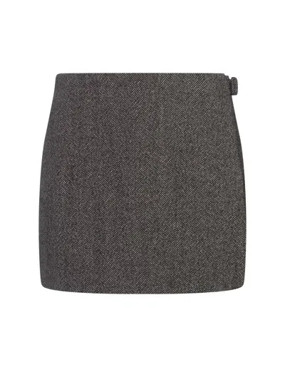 Ermanno Scervino Shorts-skirt With Herringbone Pattern In Black