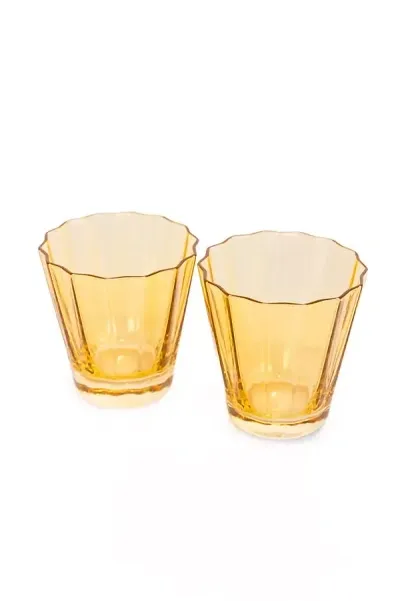 Estelle Colored Glass Sunday Low Ball Glass Set In Yellow