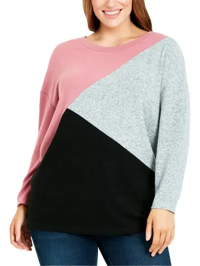 Evans Plus Womens Relaxed Fit Round Neckline Pullover Sweater In Grey