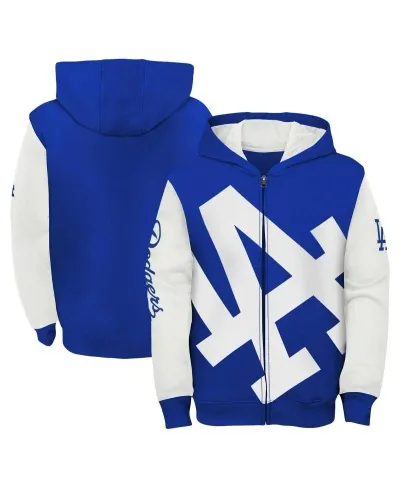 Fanatics Kids' Big Boys  Royal, White Los Angeles Dodgers Postcard Full-zip Hoodie Jacket In Royal,white