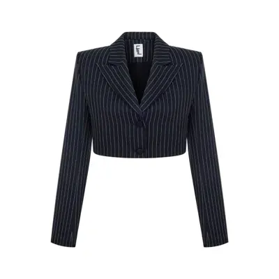 Feel The Lotus Women's Blue Isla Crop Blazer