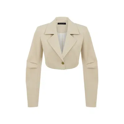 Feel The Lotus Women's Cara Beige Crop Jacket