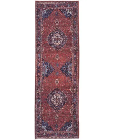 Feizy Rawlins 39hdf 2'7"x8' Runner Area Rug In Red,blue