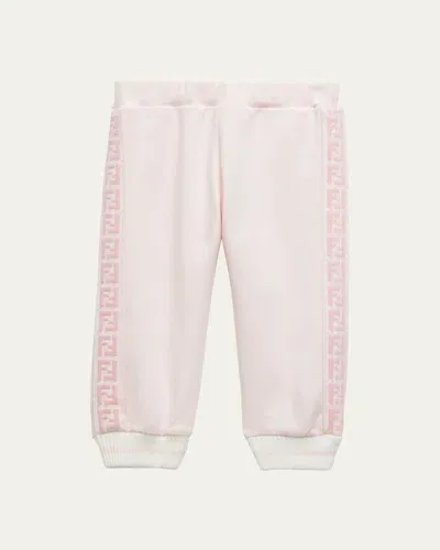 Fendi Kids' Girl's Monogram-trim Sweatpants In Pink