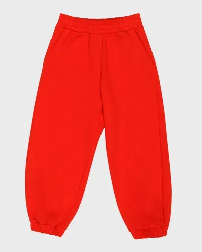 Fendi Kid's Sweatpants W/ Monogram Square In Red