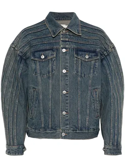 Feng Chen Wang Deconstructed Denim Jacket In Blue