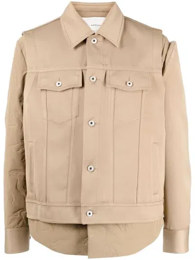 Feng Chen Wang Logo-patch Long-sleeve Jacket In Brown