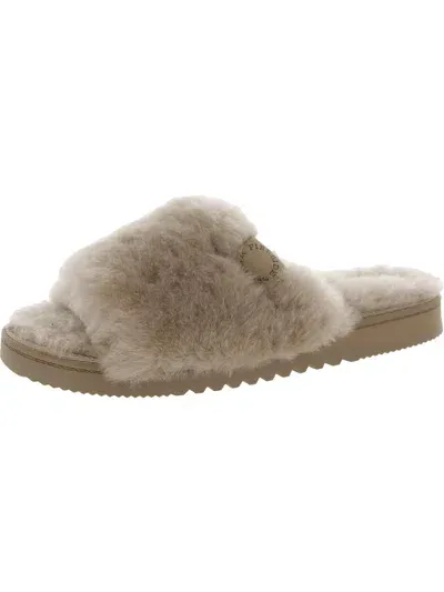 Fireside By Dearfoams Womens Shearling Slip On Slide Slippers In Grey