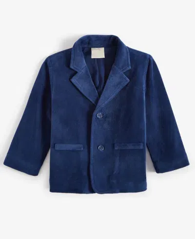 First Impressions Baby Boys Velour Blazer In Navy Sea