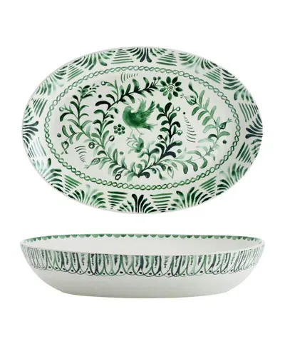 Fitz And Floyd Sicily Serve Bowl & Platter Set In Green