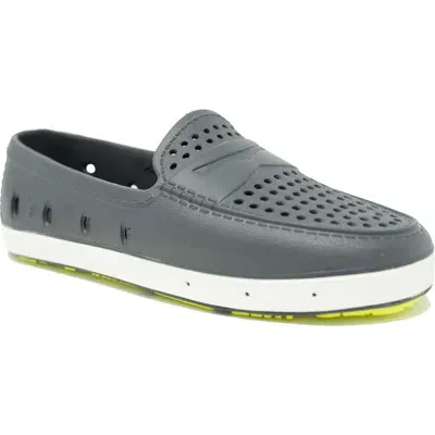 Floafers Kids' London Loafer In Asphalt/lime Green