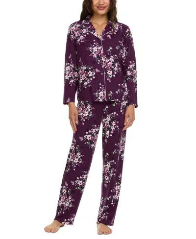 Flora By Flora Nikrooz Women's Lindsey Floral Pajama Set In Plum