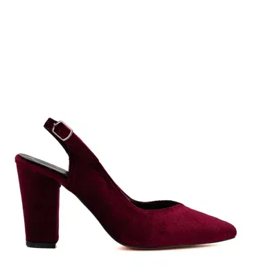 Forever & Always Shoes Women's Red Emma - Burgundy Velvet Slingback Heels