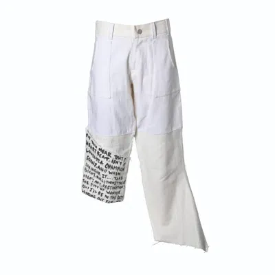 Formula S7 White Denim Two Tone Hand Painted Pants