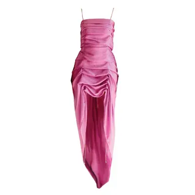 Formula S7 Women's Pink / Purple Silk Ruched Bungee Dress - Pink & Purple In Pink/purple