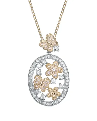 Genevive 14k Over Silver Cz Pendant In Gold