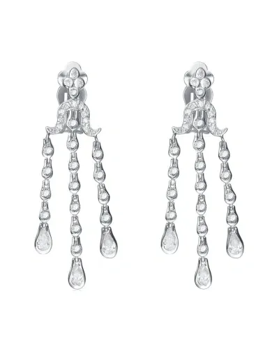 Genevive Silver Cz Statement Earrings In Metallic