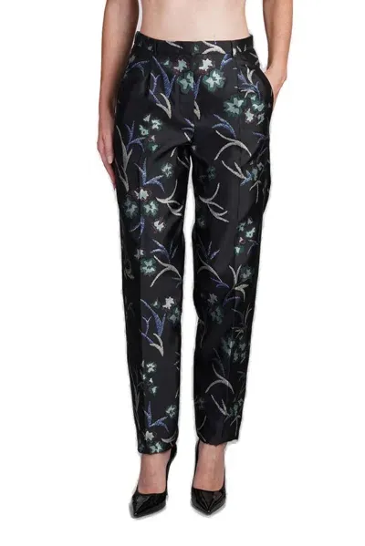 Giorgio Armani Floral Jacquard Motif Straight Trousers In Multi