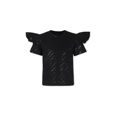 Givenchy Kids' Black T-shirt For Girl With Logo In B Nero